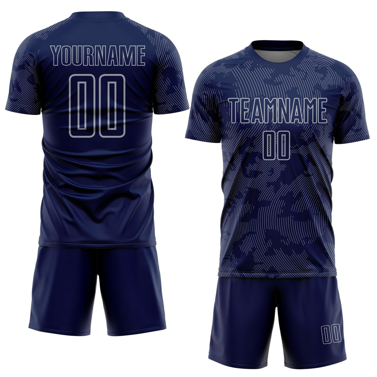 Custom Navy-Gray Curve Lines Sublimation Soccer Uniform Jersey photo 2