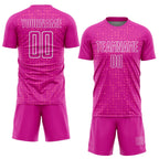 Custom Deep Pink White-Pink Digital Geometric Fragment Speckles Sublimation Soccer Uniform Jersey photo 2