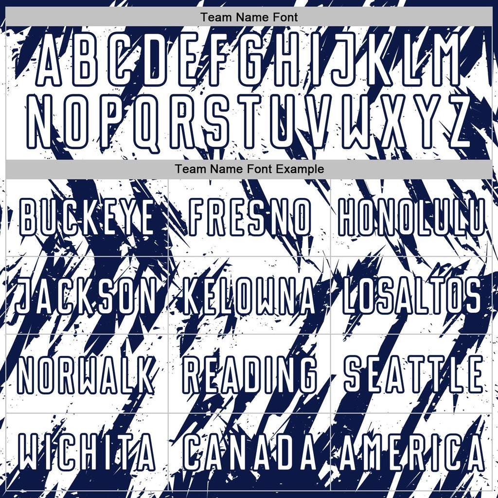 Custom White-Navy Splatter Torn Sharp Brush Stroke Sublimation Soccer Uniform Jersey photo 4