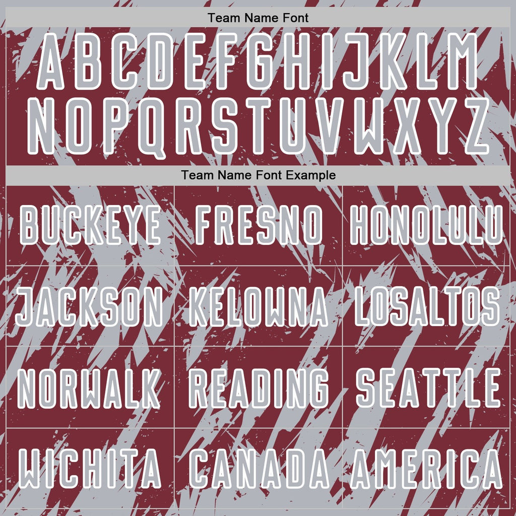 Custom Burgundy Gray-White Splatter Torn Sharp Brush Stroke Sublimation Soccer Uniform Jersey photo 4