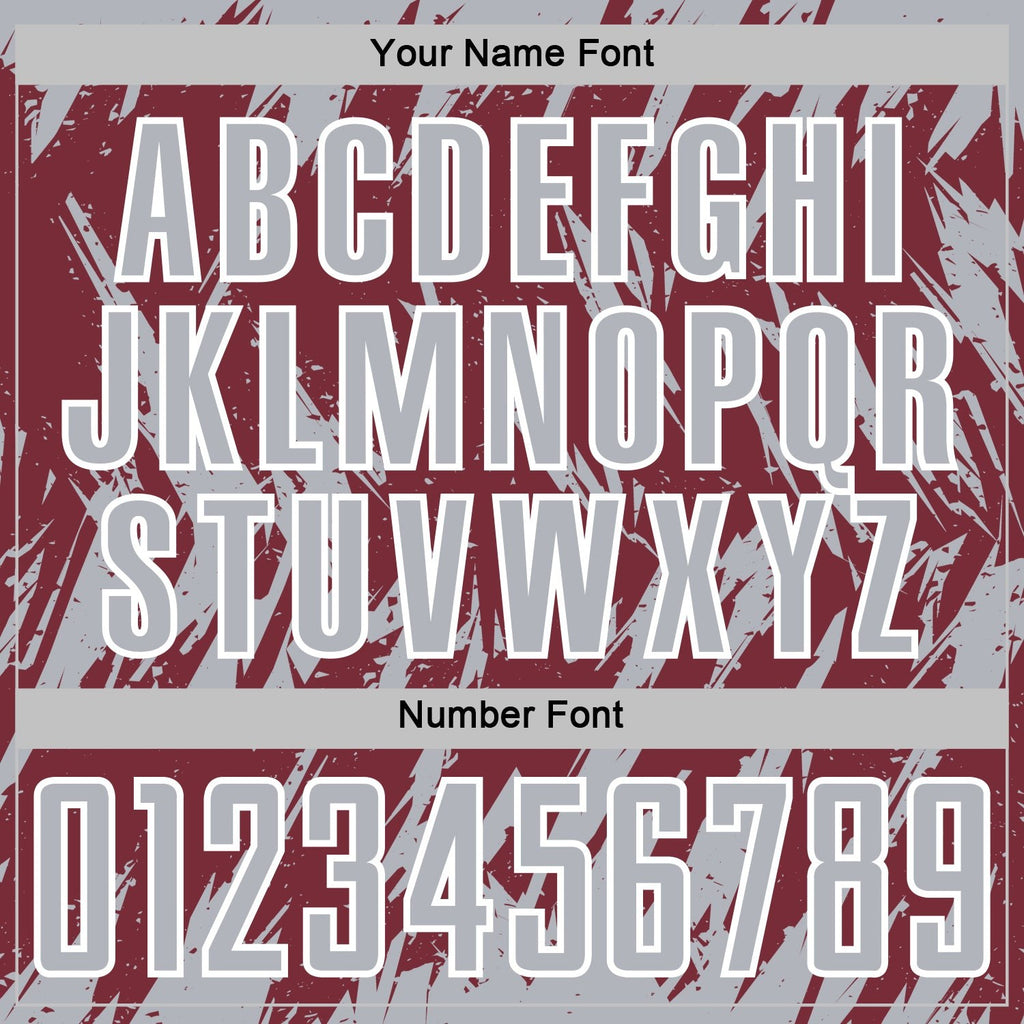 Custom Burgundy Gray-White Splatter Torn Sharp Brush Stroke Sublimation Soccer Uniform Jersey photo 5