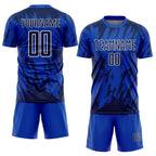 Custom Thunder Blue Navy-White Splatter Torn Sharp Brush Stroke Sublimation Soccer Uniform Jersey photo 2