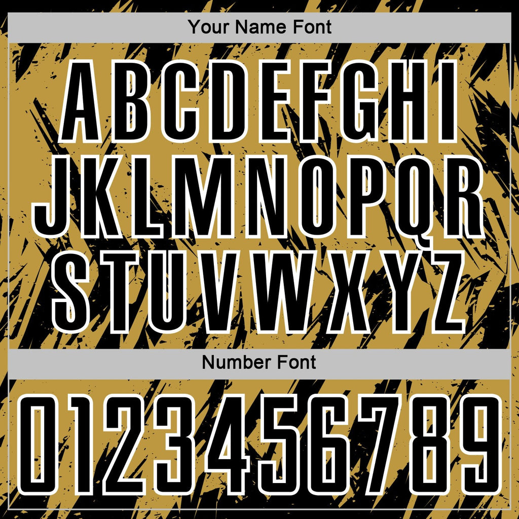 Custom Old Gold Black-White Splatter Torn Sharp Brush Stroke Sublimation Soccer Uniform Jersey photo 5