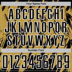 Custom Old Gold Black-White Splatter Torn Sharp Brush Stroke Sublimation Soccer Uniform Jersey photo 5