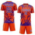 Custom Orange Purple-White Splatter Torn Sharp Brush Stroke Sublimation Soccer Uniform Jersey photo 2