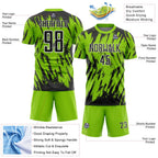 Custom Neon Green Black-White Splatter Torn Sharp Brush Stroke Sublimation Soccer Uniform Jersey photo 4