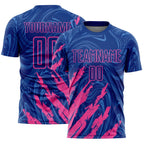 Custom Royal-Pink Brush Stroke Splatter Liquid Swirl Sublimation Soccer Uniform Jersey