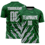 Custom Green Gray-White Brush Stroke Splatter Liquid Swirl Sublimation Soccer Uniform Jersey
