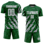 Custom Green Gray-White Brush Stroke Splatter Liquid Swirl Sublimation Soccer Uniform Jersey photo 2