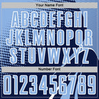 Custom Navy Light Blue-White Halftone Dot Dynamic Curve Stripe Sublimation Soccer Uniform Jersey photo 5
