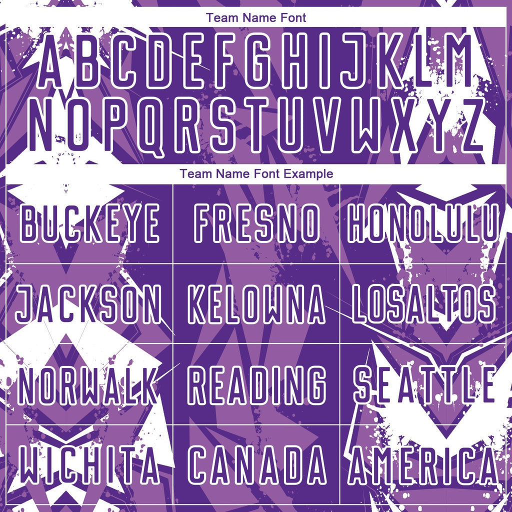 Custom Purple-White Geometric Shard Grunge Splash Sublimation Soccer Uniform Jersey photo 4