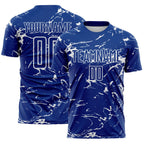 Custom Royal-White Abstract Fluid Marble Sublimation Soccer Uniform Jersey