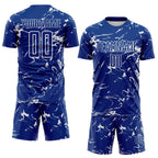 Custom Royal-White Abstract Fluid Marble Sublimation Soccer Uniform Jersey photo 2