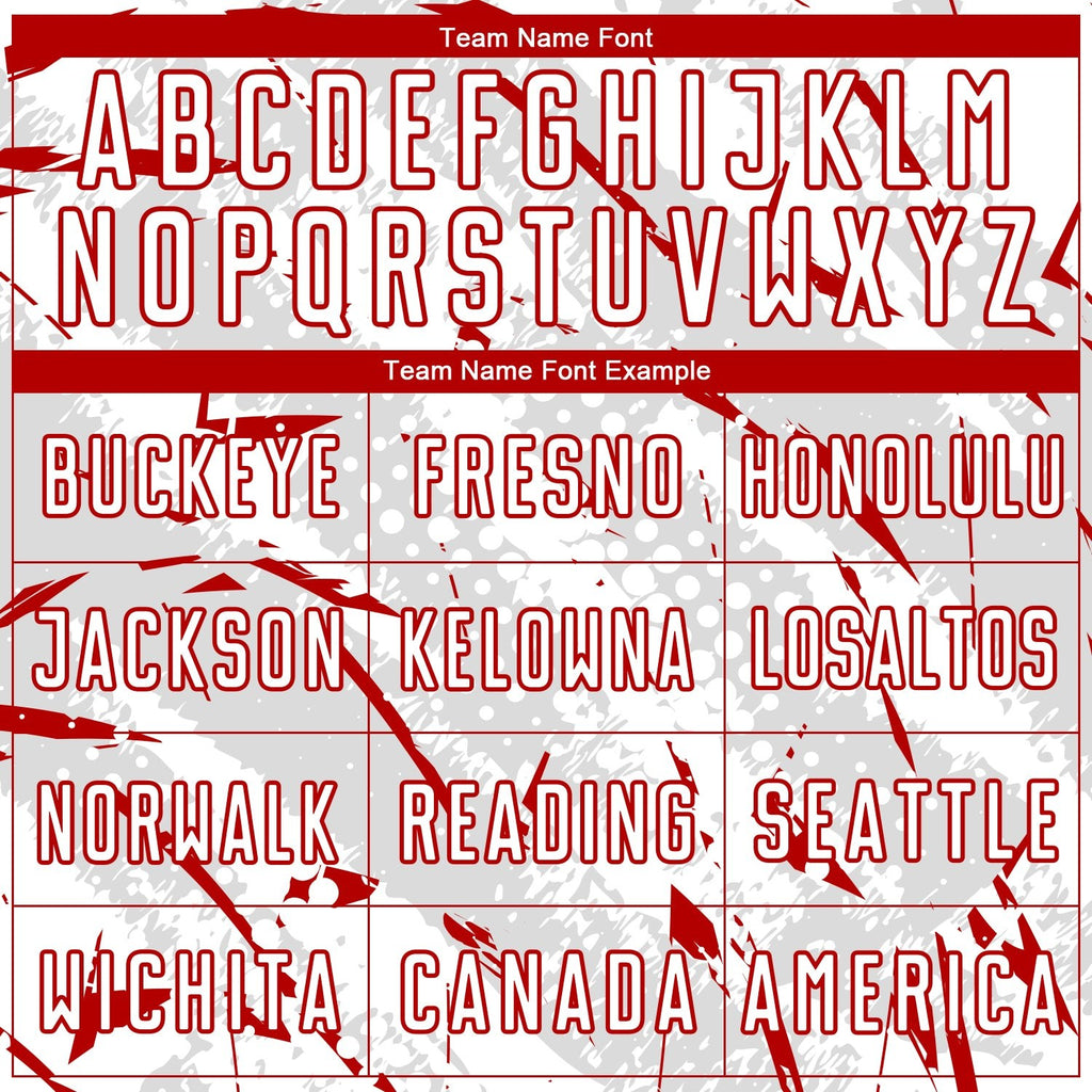 Custom White Red-Gray Brush Stroke Slashes And Dot Grid Sublimation Soccer Uniform Jersey photo 4