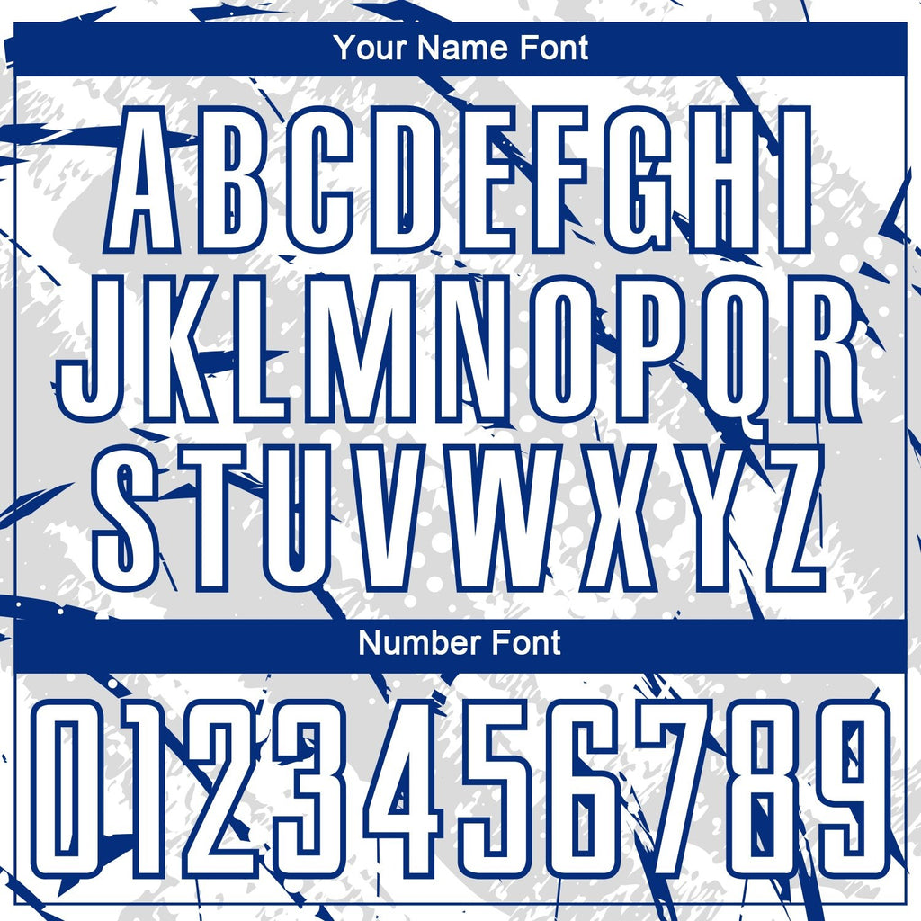 Custom White Royal-Gray Brush Stroke Slashes And Dot Grid Sublimation Soccer Uniform Jersey photo 5