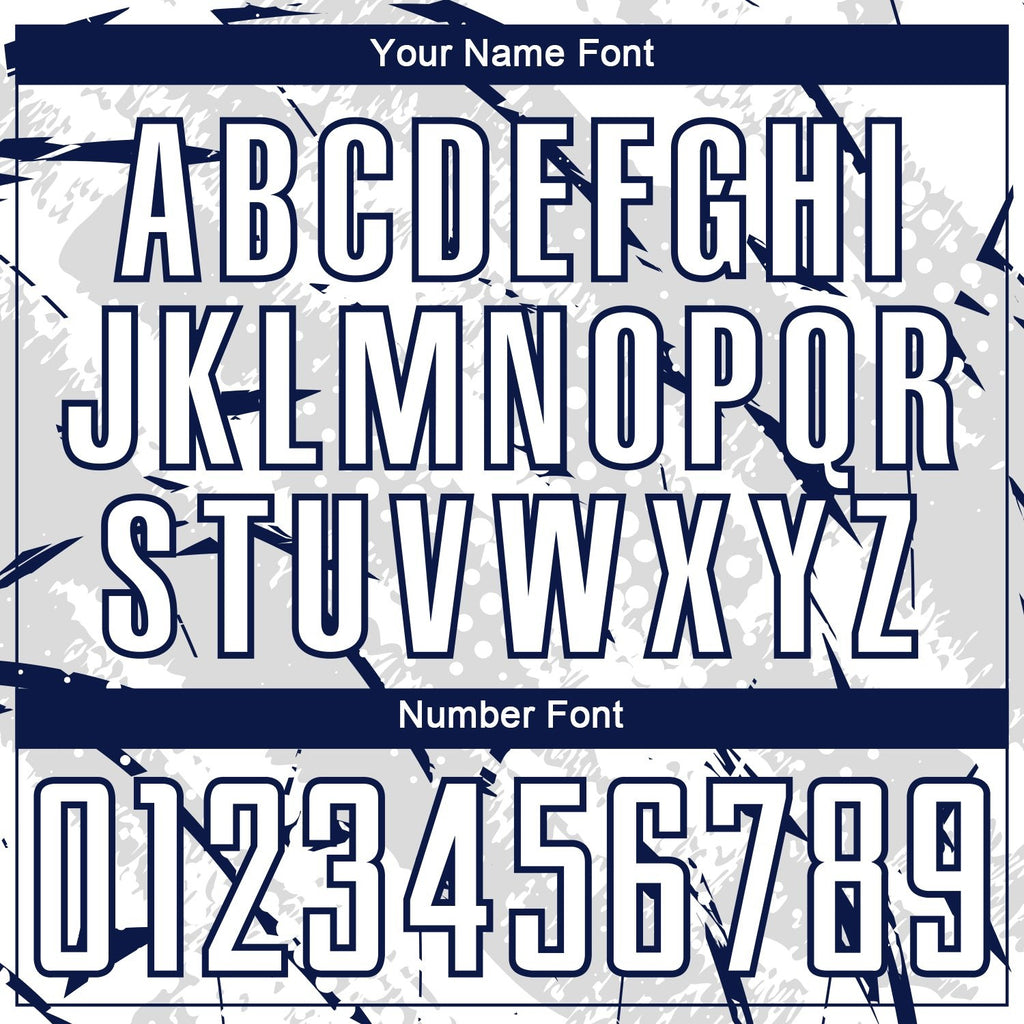 Custom White Navy-Gray Brush Stroke Slashes And Dot Grid Sublimation Soccer Uniform Jersey photo 5