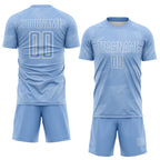 Custom Light Blue-White Diagonal Scratch Lines Argentina Sublimation Soccer Uniform Jersey photo 2