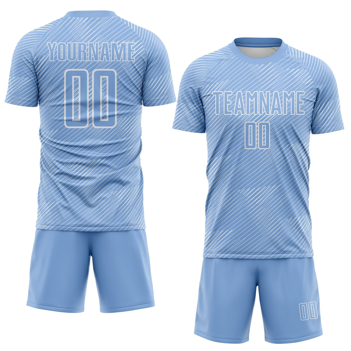 Custom Light Blue-White Diagonal Scratch Lines Argentina Sublimation Soccer Uniform Jersey photo 2
