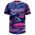Custom Figure Purple Navy-Pink 3D Pattern Two-Button Unisex Softball Jersey photo 2