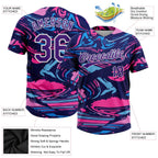 Custom Figure Purple Navy-Pink 3D Pattern Two-Button Unisex Softball Jersey photo 3