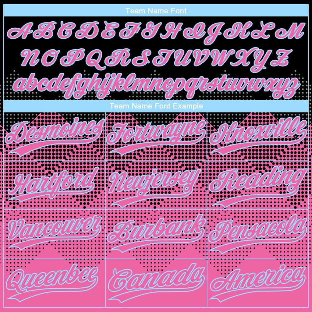 Custom Black Pink-Light Blue 3D Pattern Gradient Square Shapes Two-Button Unisex Softball Jersey photo 3