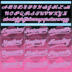 Custom Black Pink-Light Blue 3D Pattern Gradient Square Shapes Two-Button Unisex Softball Jersey photo 3