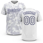 Custom White White-Navy 3D Pattern Two-Button Unisex Softball Jersey