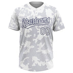 Custom White White-Navy 3D Pattern Two-Button Unisex Softball Jersey photo 1