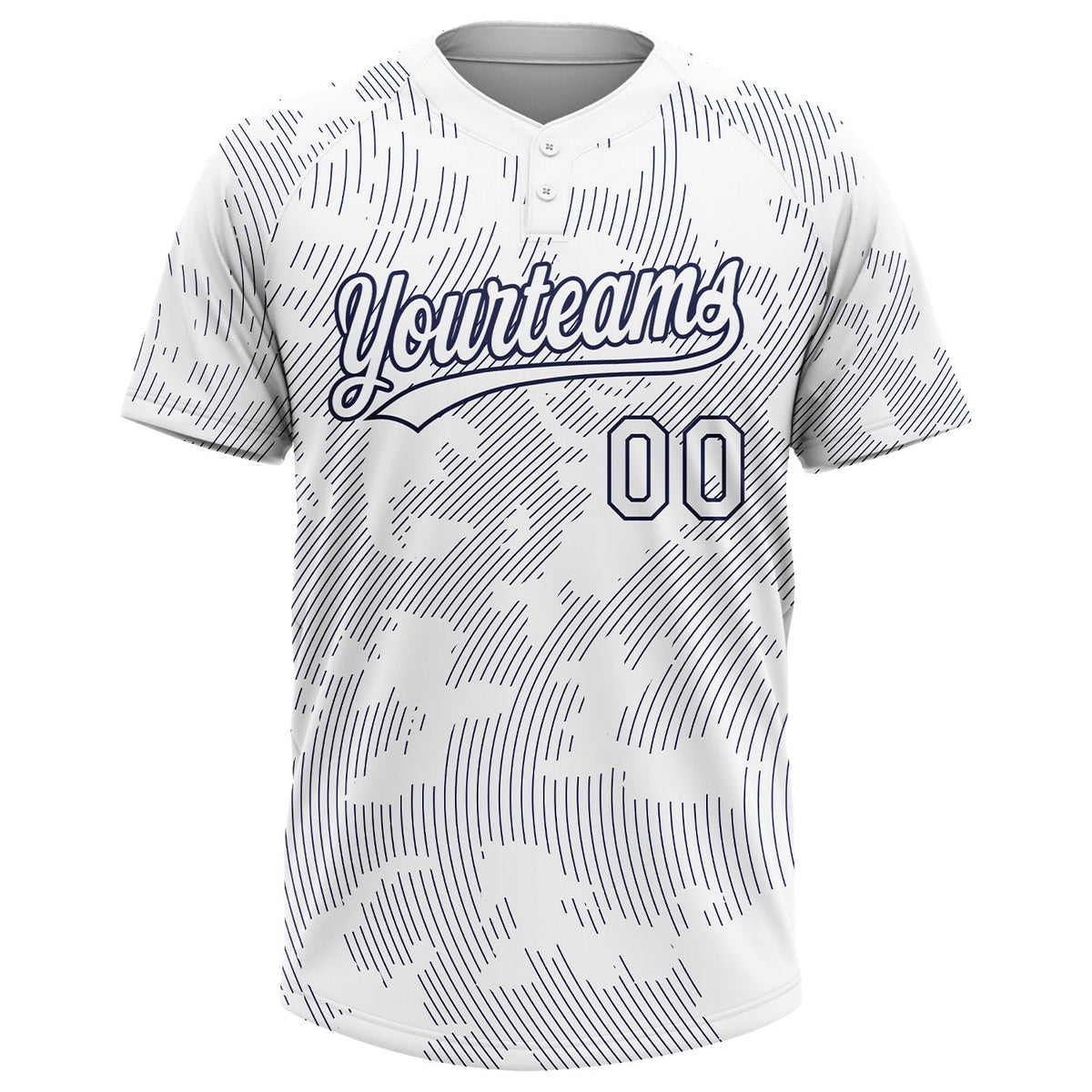Custom White White-Navy 3D Pattern Two-Button Unisex Softball Jersey photo 1