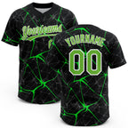 Custom Black Neon Green-Kelly Green 3D Pattern Two-Button Unisex Softball Jersey