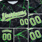Custom Black Neon Green-Kelly Green 3D Pattern Two-Button Unisex Softball Jersey detail