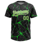 Custom Black Neon Green-Kelly Green 3D Pattern Two-Button Unisex Softball Jersey photo 2