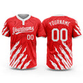Custom Red White 3D Pattern Two-Button Unisex Softball Jersey