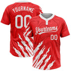 Custom Red White 3D Pattern Two-Button Unisex Softball Jersey photo 1