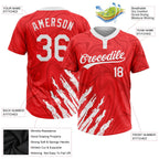 Custom Red White 3D Pattern Two-Button Unisex Softball Jersey photo 3