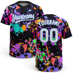 Custom Graffiti Pattern White-Light Blue 3D Two-Button Unisex Softball Jersey