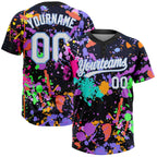 Custom Graffiti Pattern White-Light Blue 3D Two-Button Unisex Softball Jersey photo 1