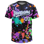 Custom Graffiti Pattern White-Light Blue 3D Two-Button Unisex Softball Jersey photo 2