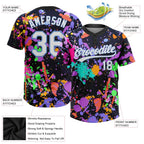 Custom Graffiti Pattern White-Light Blue 3D Two-Button Unisex Softball Jersey photo 3