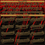 Custom Black Black Red-Old Gold 3D Pattern Two-Button Unisex Softball Jersey photo 4