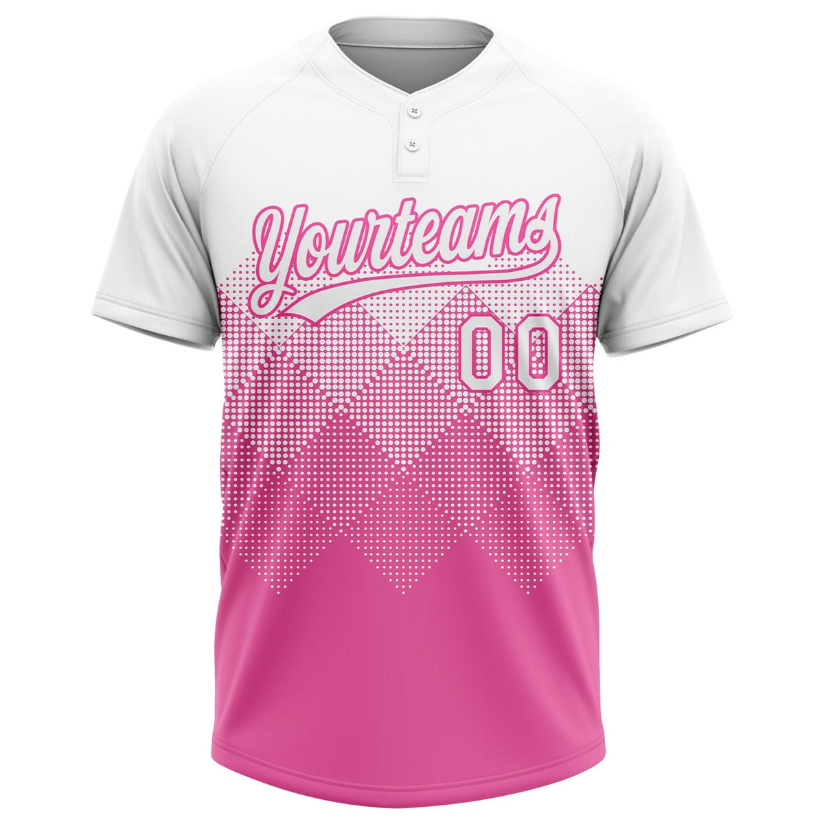 Custom Pink White 3D Pattern Gradient Square Shapes Two-Button Unisex Softball Jersey photo 2