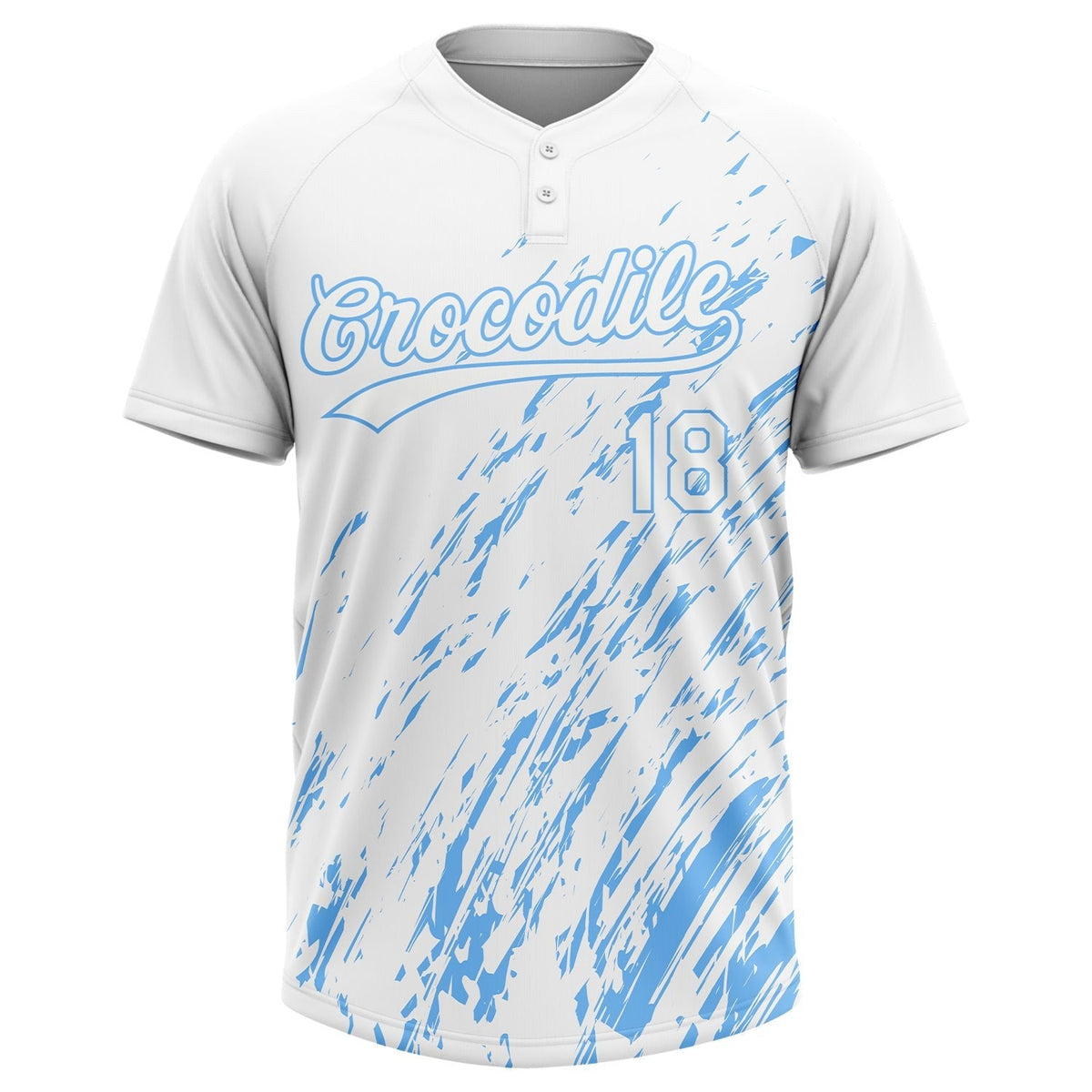 Custom White White-Light Blue 3D Pattern Two-Button Unisex Softball Jersey photo 2