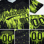 Custom Black Black-Neon Green 3D Pattern Two-Button Unisex Softball Jersey detail