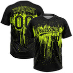 Custom Black Black-Neon Green 3D Pattern Two-Button Unisex Softball Jersey photo 1