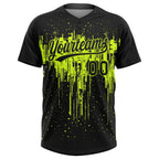 Custom Black Black-Neon Green 3D Pattern Two-Button Unisex Softball Jersey photo 2