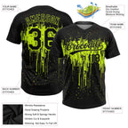 Custom Black Black-Neon Green 3D Pattern Two-Button Unisex Softball Jersey photo 3