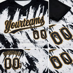 Custom White Black-Old Gold 3D Pattern Two-Button Unisex Softball Jersey detail