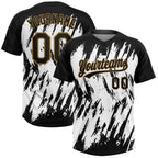 Custom White Black-Old Gold 3D Pattern Two-Button Unisex Softball Jersey photo 1