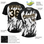 Custom White Black-Old Gold 3D Pattern Two-Button Unisex Softball Jersey photo 3