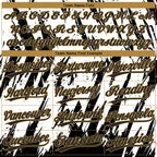 Custom White Black-Old Gold 3D Pattern Two-Button Unisex Softball Jersey photo 4